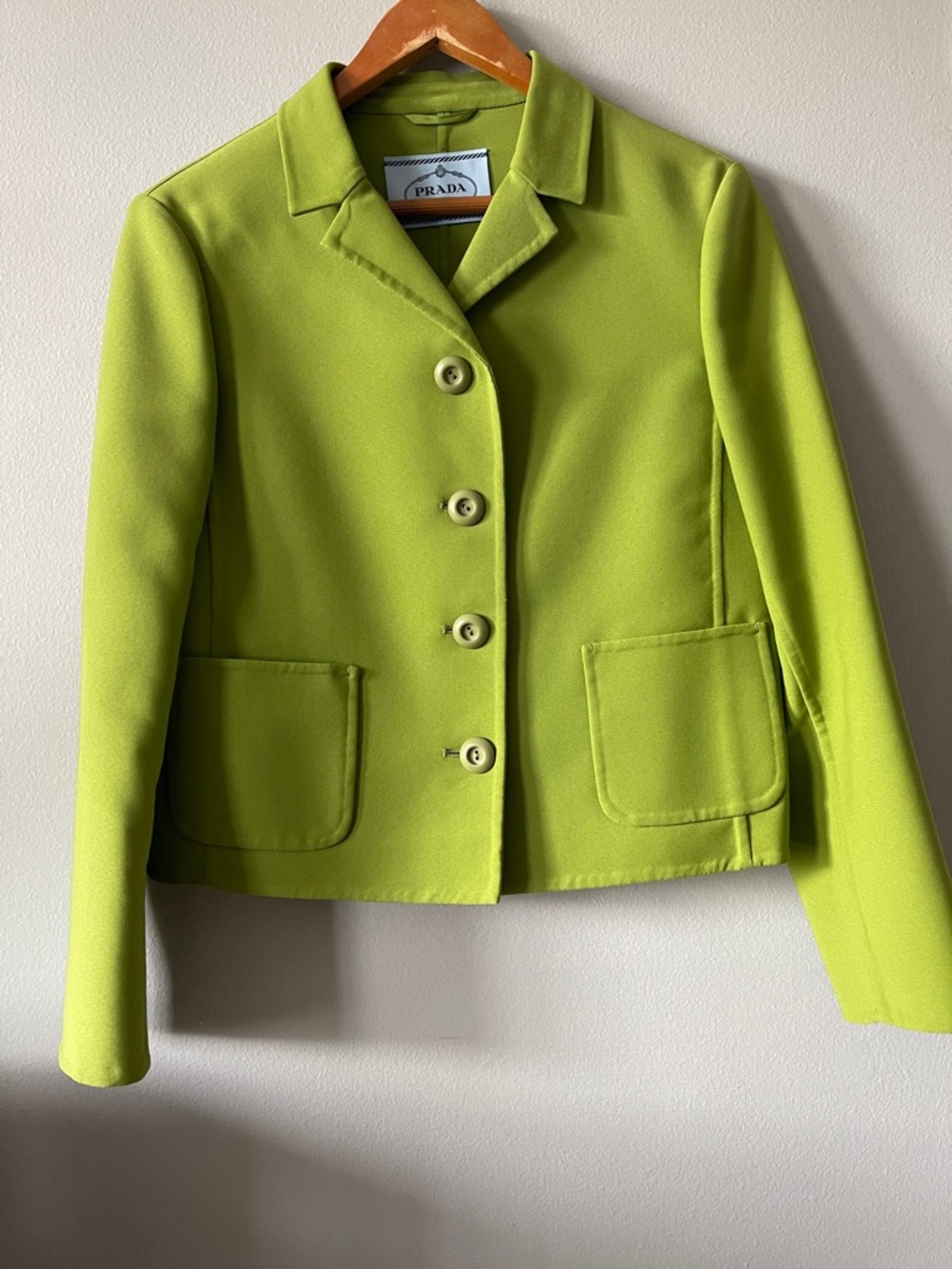 Prada Bright Lime Green Tailored Button Blazer